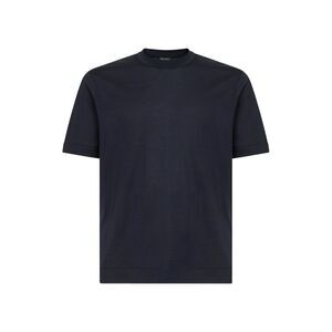 Zegna Men Navy Blue Cotton And Silk Leggerissimo T-Shirt